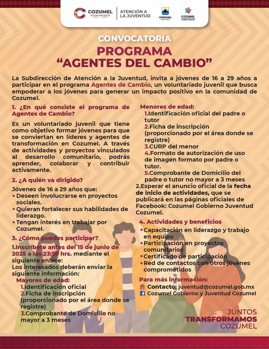 Lanzan convocatoria del programa “Agentes del Cambio” para impulsar el liderazgo juvenil en&nbsp;Cozumel