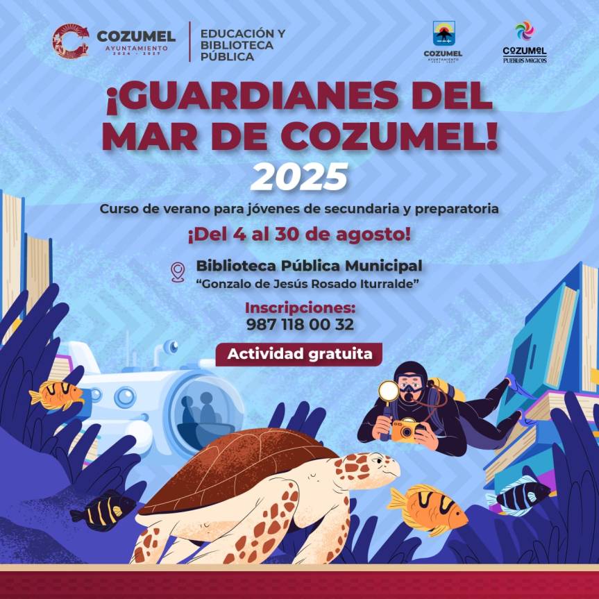 El gobierno municipal invita al curso de verano «Guardianes del Mar de Cozumel» para&nbsp;jóvenes