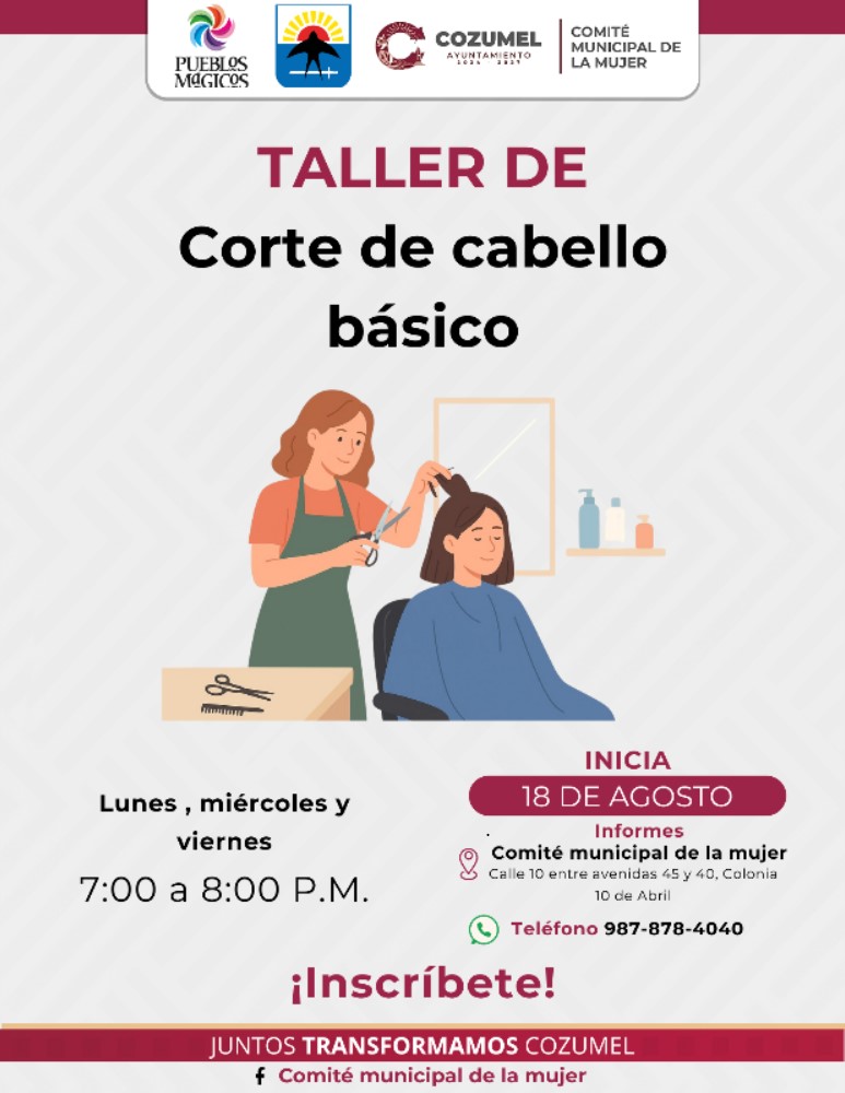 Invitan a inscribirse a talleres del Comité Municipal de la Mujer en&nbsp;Cozumel