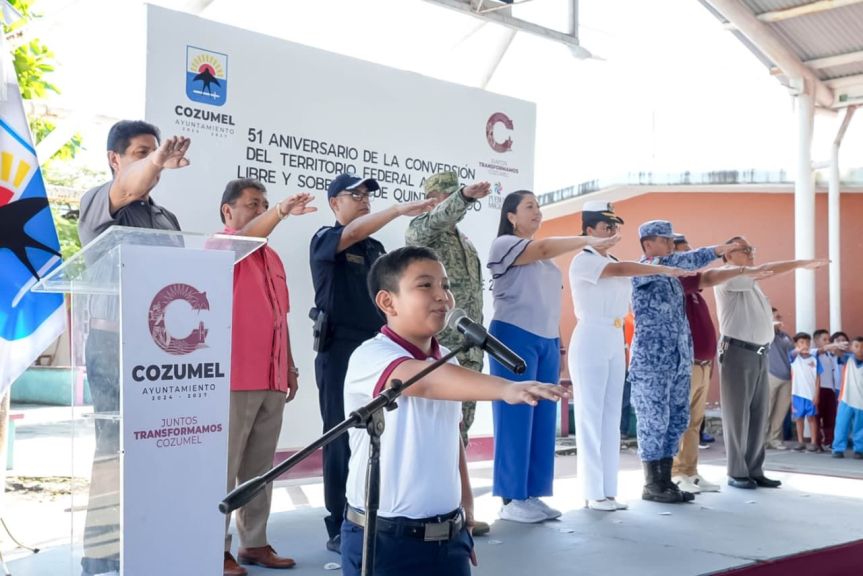 Gobierno Municipal de Cozumel conmemora el 51 aniversario de la creación de Quintana Roo como Estado Libre y&nbsp;Soberano