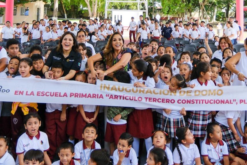 Inaugura Mara Lezama en Playa del Carmen nuevo domo escolar en la Primaria “Artículo Tercero&nbsp;Constitucional”