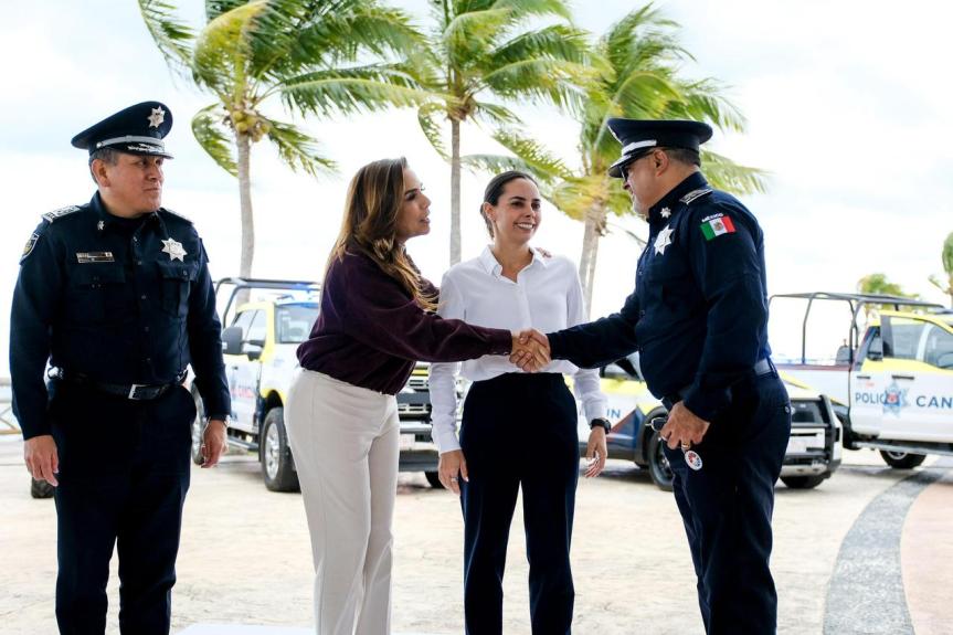 Refuerzan Mara Lezama y Ana Paty Peralta seguridad en Cancún con entrega de 70 nuevas&nbsp;patrullas