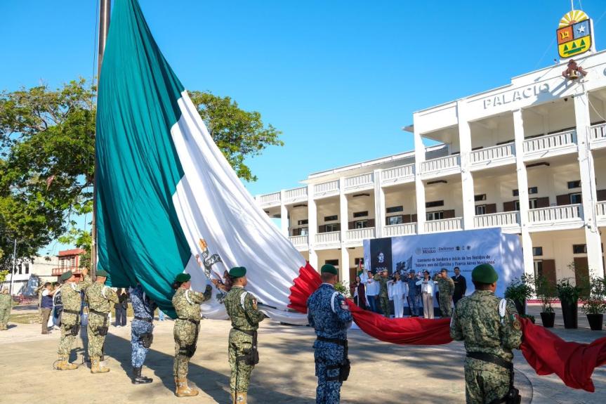 Encabeza Mara Lezama izamiento de Bandera en Chetumal e inicia festejos del Ejército y Fuerza Aérea&nbsp;Mexicanos