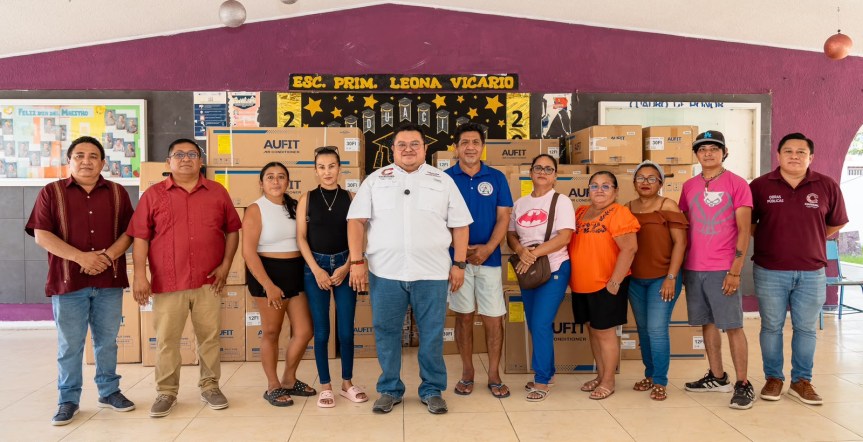 Chacón cumple compromiso con la educación, con instalación de aires&nbsp;acondicionados