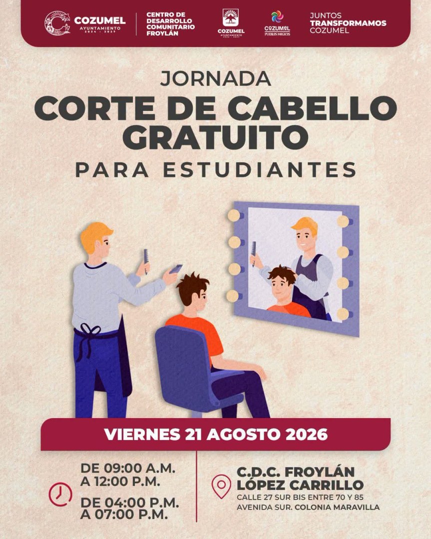 Chacón impulsa jornada de cortes de cabello gratuitos para apoyar la economía de las familias de&nbsp;Cozumel